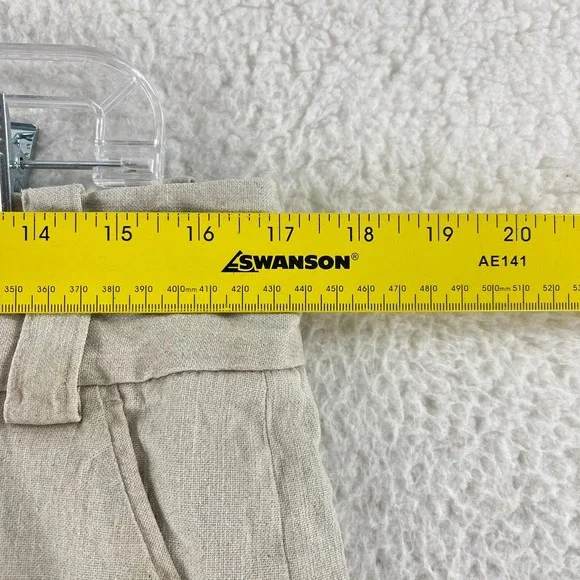 Alice & Olivia Roll‎ Cuff Shorts Womens Size 34 Beige Linen Blend Casual Summer - Picture 8 of 14